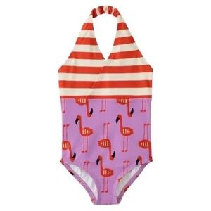 Kids Flamingo Print Halter Swimsuit